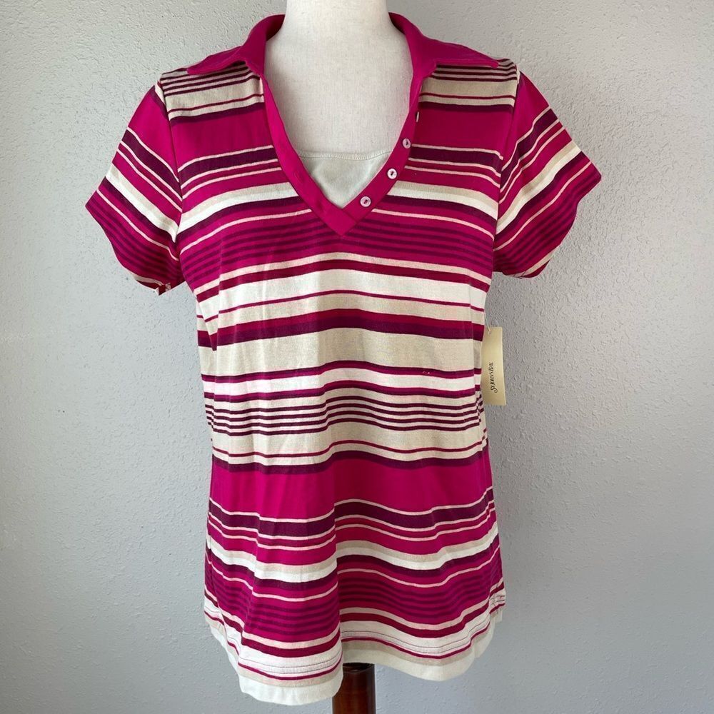 NWT St. John’s Bay V-Neck Polo Top Size L